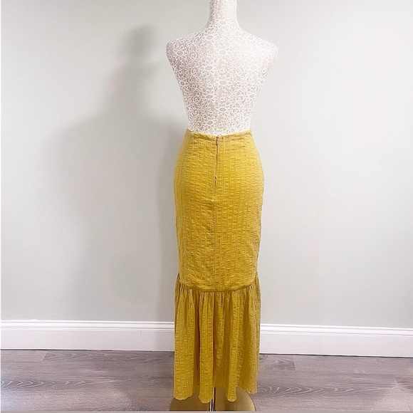 TULAROSA Pear Yellow Cameron High Waisted Cotton Maxi Skirt Size Small - Picture 12 of 15